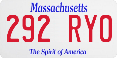 MA license plate 292RY0
