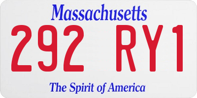 MA license plate 292RY1