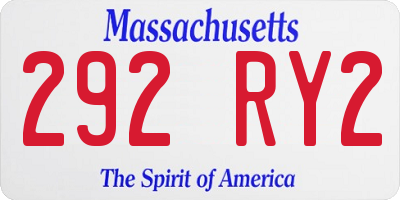 MA license plate 292RY2