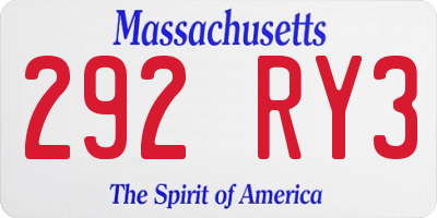 MA license plate 292RY3