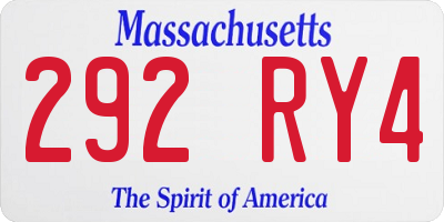MA license plate 292RY4