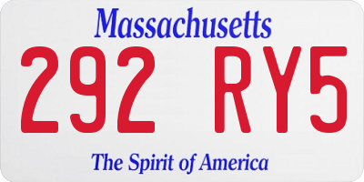 MA license plate 292RY5