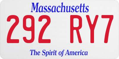 MA license plate 292RY7