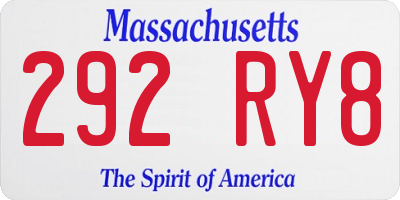 MA license plate 292RY8
