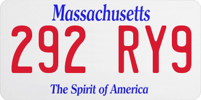 MA license plate 292RY9