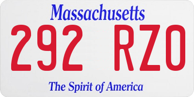 MA license plate 292RZ0