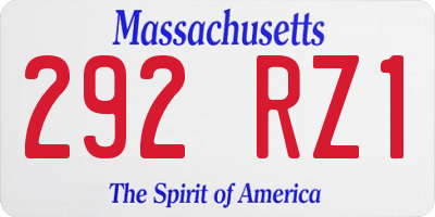 MA license plate 292RZ1