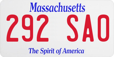 MA license plate 292SA0