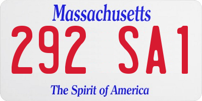 MA license plate 292SA1