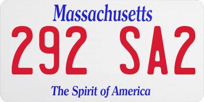 MA license plate 292SA2