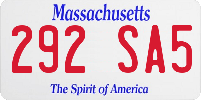 MA license plate 292SA5