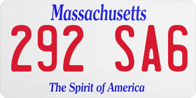 MA license plate 292SA6