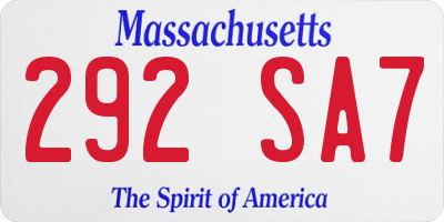 MA license plate 292SA7