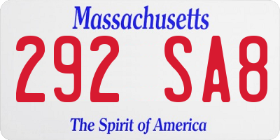 MA license plate 292SA8