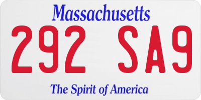 MA license plate 292SA9