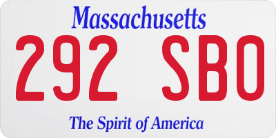MA license plate 292SB0