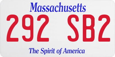 MA license plate 292SB2