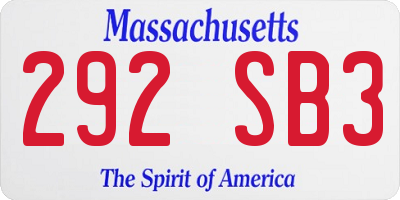MA license plate 292SB3