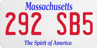 MA license plate 292SB5