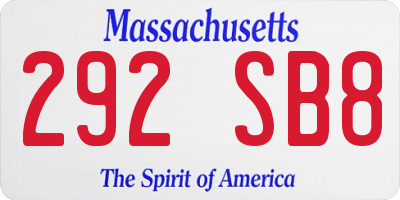 MA license plate 292SB8