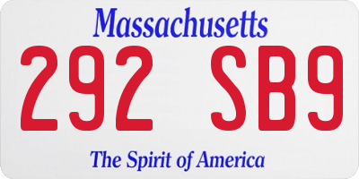 MA license plate 292SB9