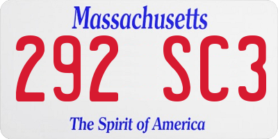 MA license plate 292SC3