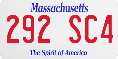 MA license plate 292SC4