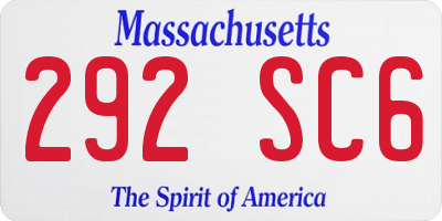 MA license plate 292SC6