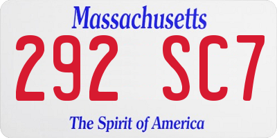 MA license plate 292SC7