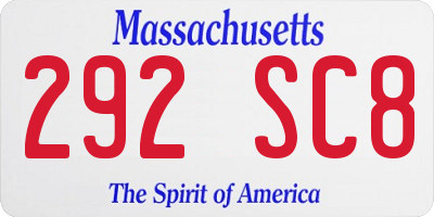 MA license plate 292SC8
