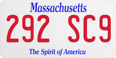 MA license plate 292SC9