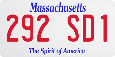MA license plate 292SD1