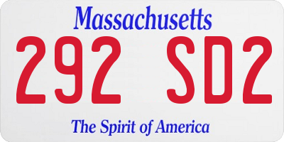MA license plate 292SD2