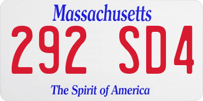 MA license plate 292SD4