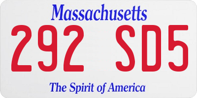 MA license plate 292SD5