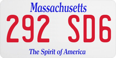 MA license plate 292SD6