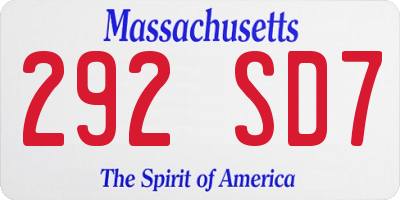 MA license plate 292SD7