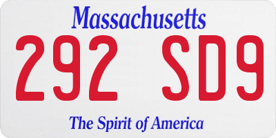 MA license plate 292SD9