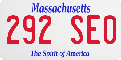 MA license plate 292SE0