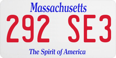 MA license plate 292SE3