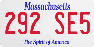 MA license plate 292SE5