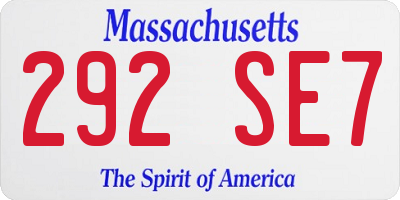 MA license plate 292SE7