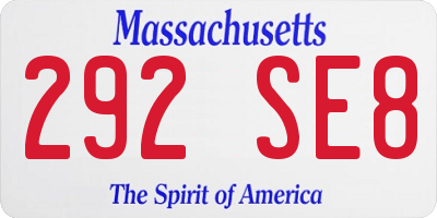 MA license plate 292SE8