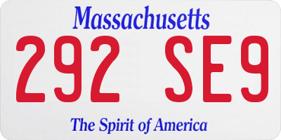 MA license plate 292SE9