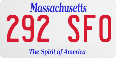MA license plate 292SF0