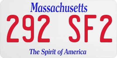 MA license plate 292SF2
