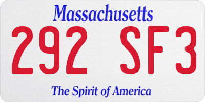MA license plate 292SF3