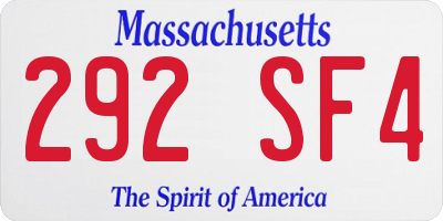 MA license plate 292SF4
