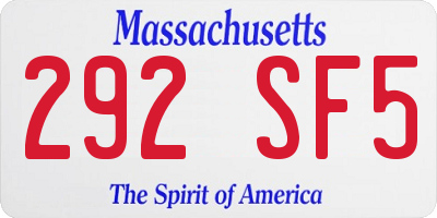 MA license plate 292SF5