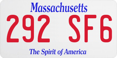 MA license plate 292SF6